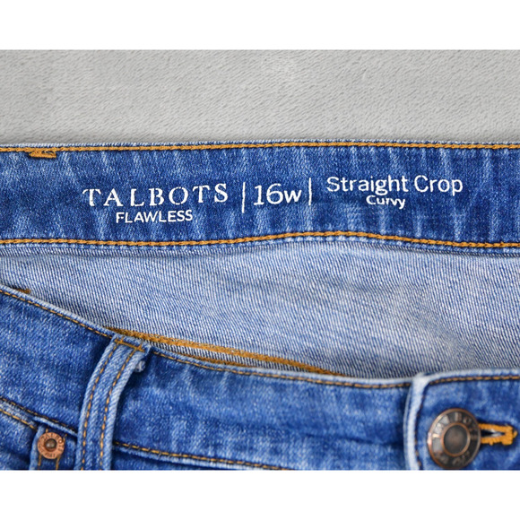 Talbots Flawless Jeans Womens 16W (37x24) Straight Crop Curvy Blue Denim - Picture 2 of 9